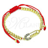Oro Laminado Adjustable Bolo Bracelet, Gold Filled Style Paperclip and Ball Design, with Multicolor Micro Pave, Polished, Golden Finish, 03.341.0161.11 (04 MM Thickness, 11 Inches Length)