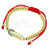 Oro Laminado Adjustable Bolo Bracelet, Gold Filled Style Paperclip and Ball Design, with Multicolor Micro Pave, Polished, Golden Finish, 03.341.0161.11 (04 MM Thickness, 11 Inches Length)