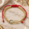 Oro Laminado Adjustable Bolo Bracelet, Gold Filled Style Paperclip and Ball Design, with Multicolor Micro Pave, Polished, Golden Finish, 03.341.0161.11 (04 MM Thickness, 11 Inches Length)