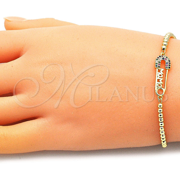 Gold Filled Bracelet — Adjustable Bolo Bracelet Paperclip and Ball Design with — alternate product view — SKU 146432 | Oro Laminado brazalete — Adjustable Bolo Bracelet Paperclip and Ball diseño with — SKU 146432
