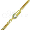 Oro Laminado Adjustable Bolo Bracelet, Gold Filled Style Paperclip and Mom Design, with Multicolor Micro Pave, Polished, Golden Finish, 03.341.0163.08 (04 MM Thickness, 8 Inches Length)