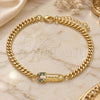 Oro Laminado Adjustable Bolo Bracelet, Gold Filled Style Paperclip and Mom Design, with Multicolor Micro Pave, Polished, Golden Finish, 03.341.0163.08 (04 MM Thickness, 8 Inches Length)