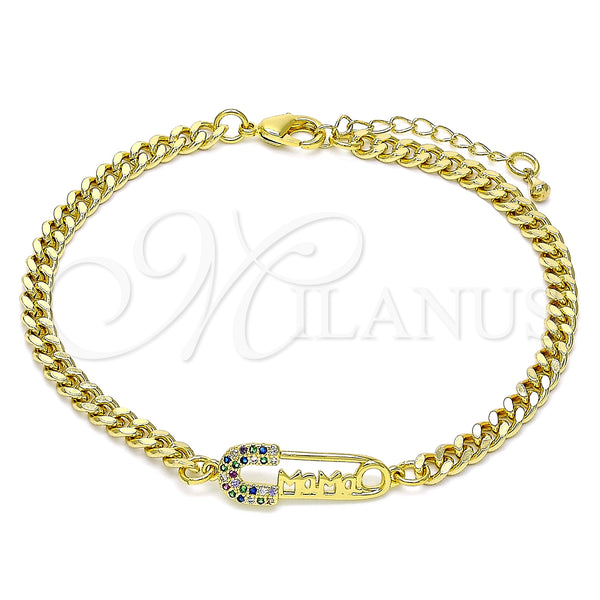 Gold Filled Bracelet — Adjustable Bolo Bracelet Paperclip and Mom Design with — main product view — SKU 146433 | Oro Laminado brazalete — Adjustable Bolo Bracelet Paperclip and Mom diseño with — SKU 146433