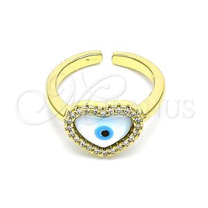 Gold Filled Ring — Multi Stone Ring Evil Eye and Heart Design — main product view — SKU 146444 | Oro Laminado anillo — Multi Stone Ring Evil Eye and corazón diseño — SKU 146444