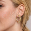 Oro Laminado Stud Earring, Gold Filled Style Snake Design, with White and Green Micro Pave, Polished, Golden Finish, 02.341.0120