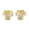 Gold Filled Ring — Stud Earring Heart Design with Pink Cubic Zirconia — alternate product view — SKU 146451 | Oro Laminado anillo — Stud Earring corazón diseño with Pink Cubic Zirconia — SKU 146451