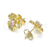 Gold Filled Ring — Stud Earring Heart Design with Pink Cubic Zirconia — alternate product view — SKU 146451 | Oro Laminado anillo — Stud Earring corazón diseño with Pink Cubic Zirconia — SKU 146451