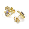 Gold Filled Ring — Stud Earring Heart Design with Amethyst Cubic Zirconia — alternate product view — SKU 146452 | Oro Laminado anillo — Stud Earring corazón diseño with Amethyst Cubic Zirconia — SKU 146452