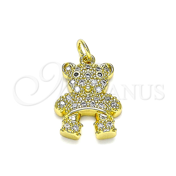 Gold Filled Pendant — Fancy Pendant Teddy Bear Design with White and — main product view — SKU 146459 | Oro Laminado dije — elegante Pendant Teddy Bear diseño with blanco and — SKU 146459