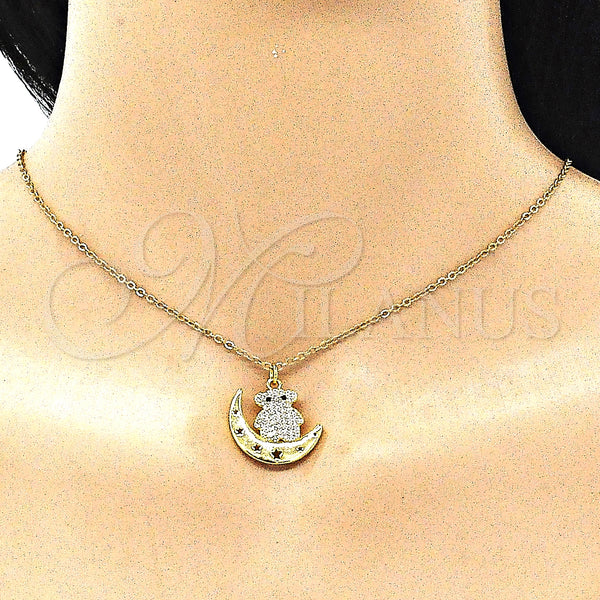 Gold Filled Pendant — Fancy Pendant Teddy Bear and Moon Design with — alternate product view — SKU 146461 | Oro Laminado dije — elegante Pendant Teddy Bear and Moon diseño with — SKU 146461
