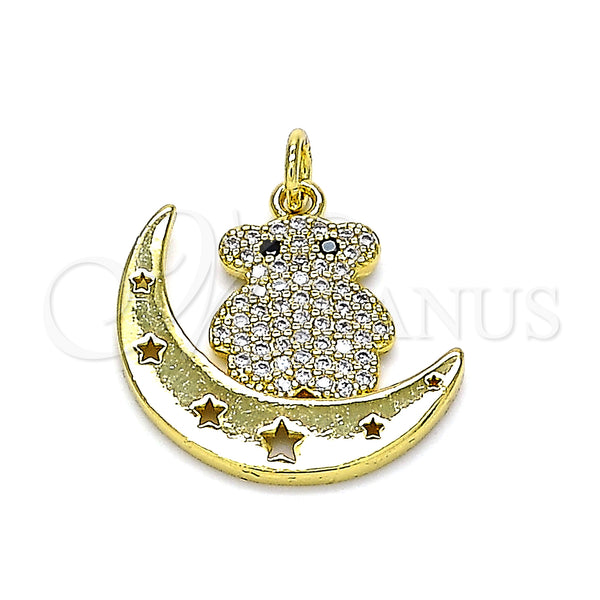 Gold Filled Pendant — Fancy Pendant Teddy Bear and Moon Design with — main product view — SKU 146461 | Oro Laminado dije — elegante Pendant Teddy Bear and Moon diseño with — SKU 146461
