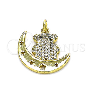Gold Filled Pendant — Fancy Pendant Teddy Bear and Moon Design with — main product view — SKU 146461 | Oro Laminado dije — elegante Pendant Teddy Bear and Moon diseño with — SKU 146461