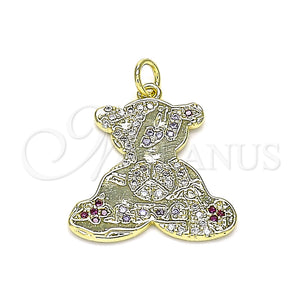 Gold Filled Pendant — Fancy Pendant Teddy Bear Design with Multicolor Micro — main product view — SKU 146462 | Oro Laminado dije — elegante Pendant Teddy Bear diseño with Multicolor Micro — SKU 146462