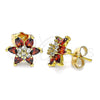 Gold Filled Ring — Stud Earring Flower Design with Garnet and White — alternate product view — SKU 146471 | Oro Laminado anillo — Stud Earring flor diseño with Garnet and blanco — SKU 146471
