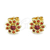 Gold Filled Ring — Stud Earring Flower Design with Garnet Cubic Zirconia — alternate product view — SKU 146474 | Oro Laminado anillo — Stud Earring flor diseño with Garnet Cubic Zirconia — SKU 146474