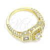 Oro Laminado Multi Stone Ring, Gold Filled Style with White Cubic Zirconia and White Micro Pave, Polished, Golden Finish, 01.94.0005.09 (Size 9)