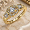 Oro Laminado Multi Stone Ring, Gold Filled Style with White Cubic Zirconia and White Micro Pave, Polished, Golden Finish, 01.94.0005.09 (Size 9)