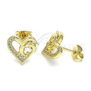 Gold Filled Ring — Stud Earring Dolphin and Heart Design with White — main product view — SKU 146489 | Oro Laminado anillo — Stud Earring Dolphin and corazón diseño with blanco — SKU 146489