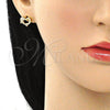 Oro Laminado Stud Earring, Gold Filled Style Dolphin Design, with White Micro Pave, Polished, Golden Finish, 02.342.0179