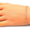 Oro Laminado Fancy Bracelet, Gold Filled Style Heart Design, Polished, Golden Finish, 03.145.0011.07 (05 MM Thickness, 7 Inches Length)