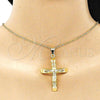 Oro Laminado Religious Pendant, Gold Filled Style Crucifix Design, Polished, Golden Finish, 05.253.0156