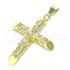Oro Laminado Religious Pendant, Gold Filled Style Crucifix Design, Polished, Golden Finish, 05.253.0156