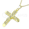Oro Laminado Religious Pendant, Gold Filled Style Crucifix Design, Polished, Golden Finish, 05.253.0156