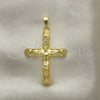 Oro Laminado Religious Pendant, Gold Filled Style Crucifix Design, Polished, Golden Finish, 05.253.0156