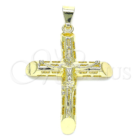 Oro Laminado Religious Pendant, Gold Filled Style Crucifix Design, Polished, Golden Finish, 05.253.0156