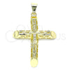 Oro Laminado Religious Pendant, Gold Filled Style Crucifix Design, Polished, Golden Finish, 05.253.0156