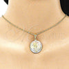 Oro Laminado Religious Pendant, Gold Filled Style San Judas Design, Diamond Cutting Finish, Tricolor, 05.253.0160