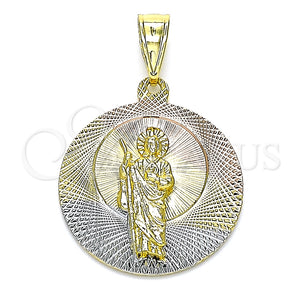 Gold Filled Pendant — Religious Pendant San Judas Design Diamond Cutting Tricolor — main product view — SKU 146509 | Oro Laminado dije — Religious Pendant San Judas diseño Diamond Cutting Tricolor — SKU 146509