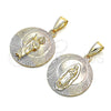 Oro Laminado Religious Pendant, Gold Filled Style San Judas Design, Diamond Cutting Finish, Tricolor, 05.253.0160