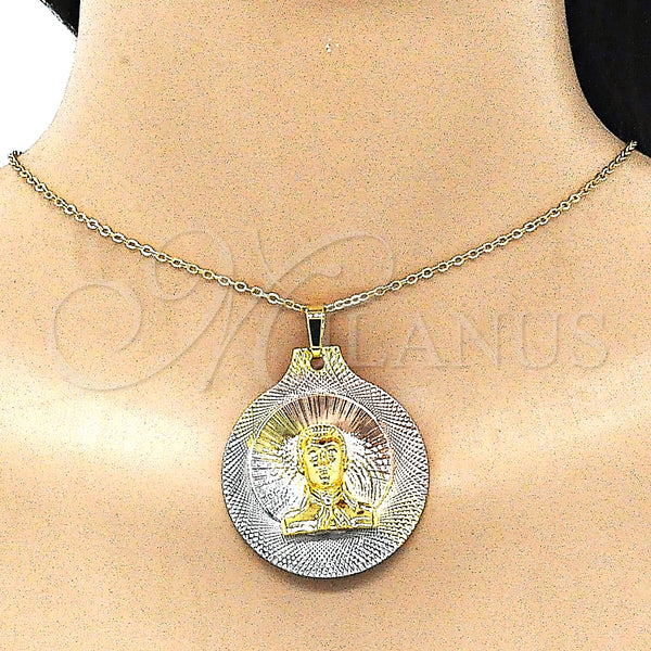 Gold Filled Pendant — Religious Pendant Diamond Cutting Tricolor 05. — alternate product view — SKU 146510 | Oro Laminado dije — Religious Pendant Diamond Cutting Tricolor 05. — SKU 146510