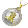Oro Laminado Religious Pendant, Gold Filled Style Diamond Cutting Finish, Tricolor, 05.253.0161