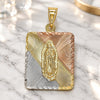 Oro Laminado Religious Pendant, Gold Filled Style Guadalupe Design, Diamond Cutting Finish, Tricolor, 05.253.0163