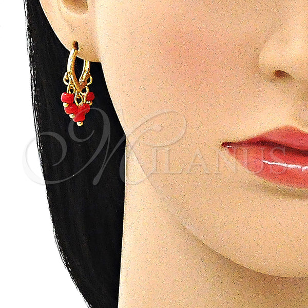 Gold Filled Hoop Earrings — Huggie Hoop Red Resin 02.63. — alternate product view — SKU 146514 | Oro Laminado aretes de aro — Huggie Hoop Red Resin 02.63. — SKU 146514