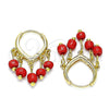 Oro Laminado Huggie Hoop, Gold Filled Style Red Resin Finish, Golden Finish, 02.63.2731.15