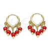 Oro Laminado Huggie Hoop, Gold Filled Style Red Resin Finish, Golden Finish, 02.63.2731.15