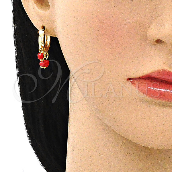 Gold Filled Hoop Earrings — Huggie Hoop Red Resin 02.63. — alternate product view — SKU 146515 | Oro Laminado aretes de aro — Huggie Hoop Red Resin 02.63. — SKU 146515