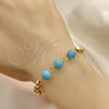 Oro Laminado Fancy Bracelet, Gold Filled Style Ball Design, with Turquoise Pearl, Diamond Cutting Finish, Golden Finish, 03.63.2224.1.08 (06 MM Thickness, 8 Inches Length)