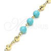 Oro Laminado Fancy Bracelet, Gold Filled Style Ball Design, with Turquoise Pearl, Diamond Cutting Finish, Golden Finish, 03.63.2224.1.08 (06 MM Thickness, 8 Inches Length)