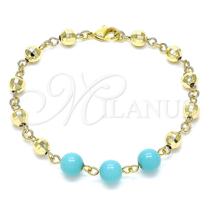 Gold Filled Bracelet — Fancy Bracelet Ball Design with Turquoise Pearl Diamond — main product view — SKU 146521 | Oro Laminado brazalete — elegante Bracelet Ball diseño with Turquoise Pearl Diamond — SKU 146521
