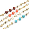 Oro Laminado Fancy Bracelet, Gold Filled Style Ball Design, with Turquoise Pearl, Diamond Cutting Finish, Golden Finish, 03.63.2224.1.08 (06 MM Thickness, 8 Inches Length)