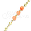 Oro Laminado Fancy Bracelet, Gold Filled Style Ball Design, with Pink Pearl, Diamond Cutting Finish, Golden Finish, 03.63.2224.2.08 (06 MM Thickness, 8 Inches Length)