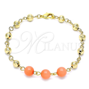 Gold Filled Bracelet — Fancy Bracelet Ball Design with Pink Pearl Diamond — main product view — SKU 146522 | Oro Laminado brazalete — elegante Bracelet Ball diseño with Pink Pearl Diamond — SKU 146522