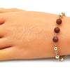 Oro Laminado Fancy Bracelet, Gold Filled Style Ball Design, with Brown Goldstone Venturina, Diamond Cutting Finish, Golden Finish, 03.63.2224.3.08 (06 MM Thickness, 8 Inches Length)