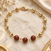 Oro Laminado Fancy Bracelet, Gold Filled Style Ball Design, with Brown Goldstone Venturina, Diamond Cutting Finish, Golden Finish, 03.63.2224.3.08 (06 MM Thickness, 8 Inches Length)