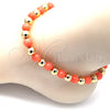 Oro Laminado Fancy Anklet, Gold Filled Style Ball Design, with Pink Pearl, Polished, Golden Finish, 03.63.2225.2.10 (08 MM Thickness, 10 Inches Length)