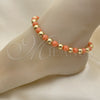 Oro Laminado Fancy Anklet, Gold Filled Style Ball Design, with Pink Pearl, Polished, Golden Finish, 03.63.2225.2.10 (08 MM Thickness, 10 Inches Length)